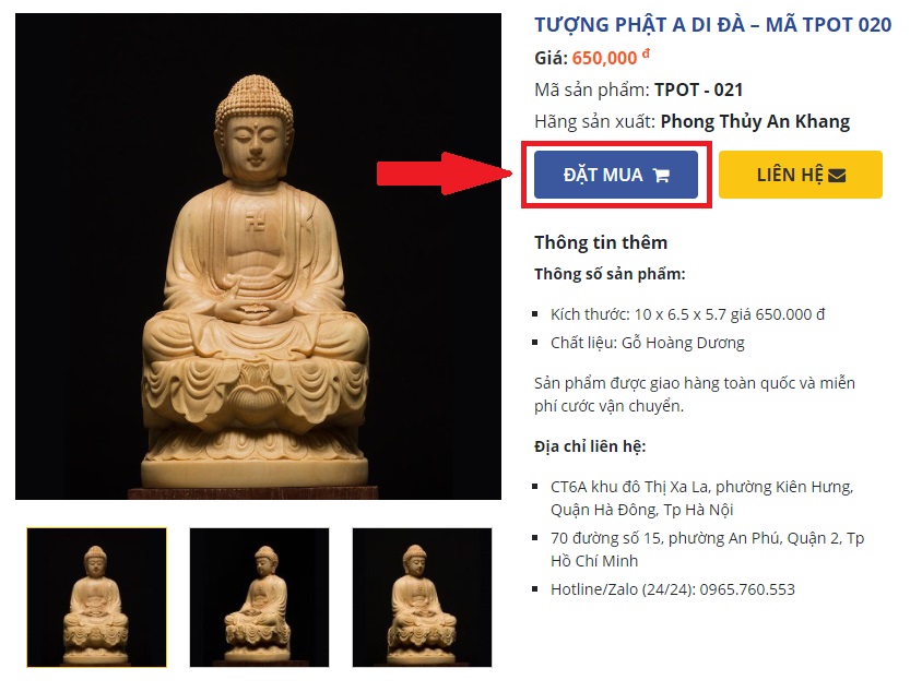 Hướng dẫn đặt mua tượng phật để xe ô tô tại phong thủy an khang