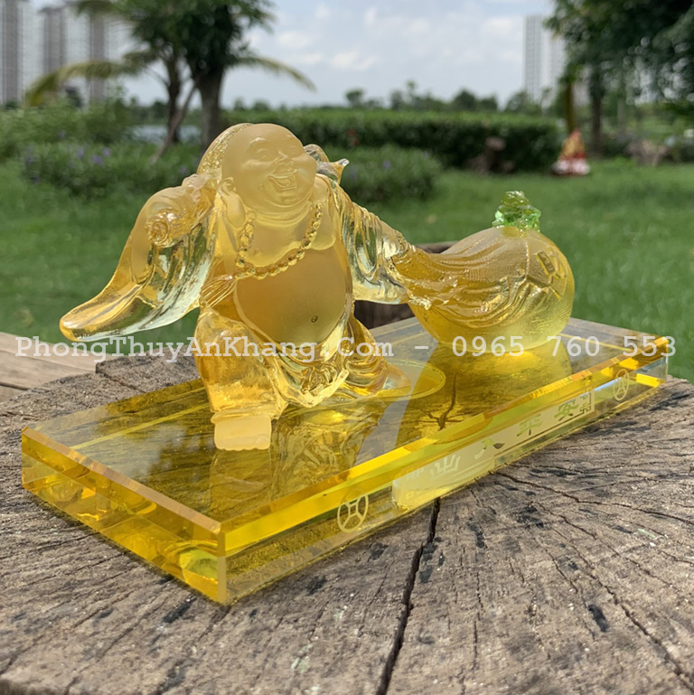 Tượng Phật Di Lặc kéo bao tiền để xe hơi