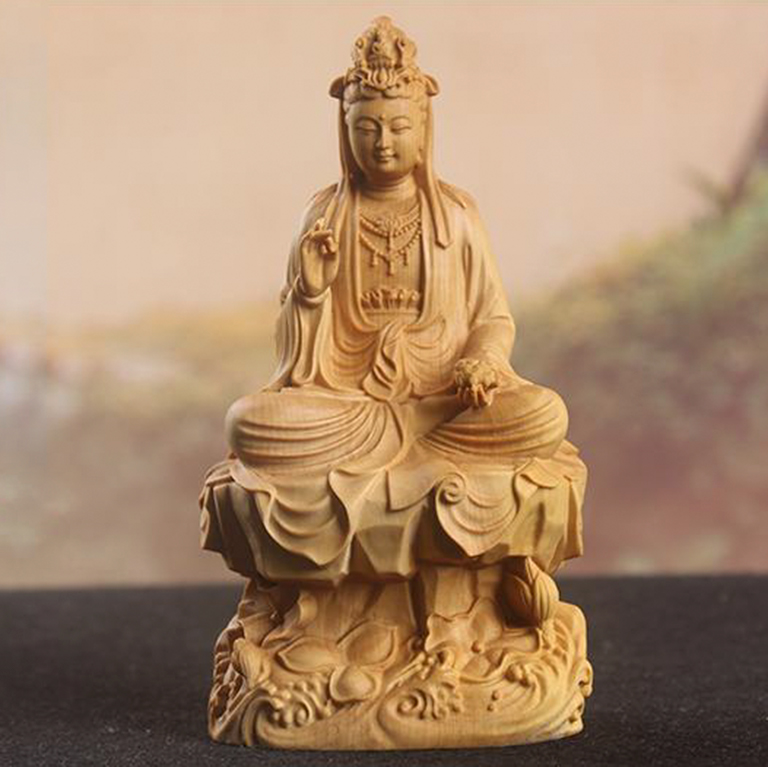 tượng đại thế chí bồ tát để xe ô tô bằng gỗ hoàng dương tại tp hồ chí minh