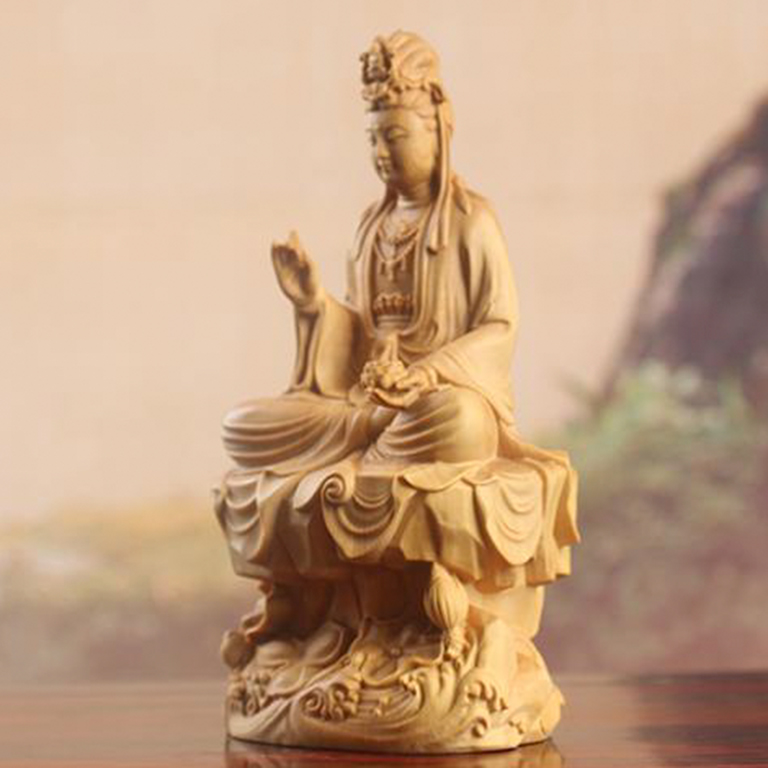 tượng đại thế chí bồ tát để xe ô tô bằng gỗ hoàng dương cao cấp tại tp hồ chí minh