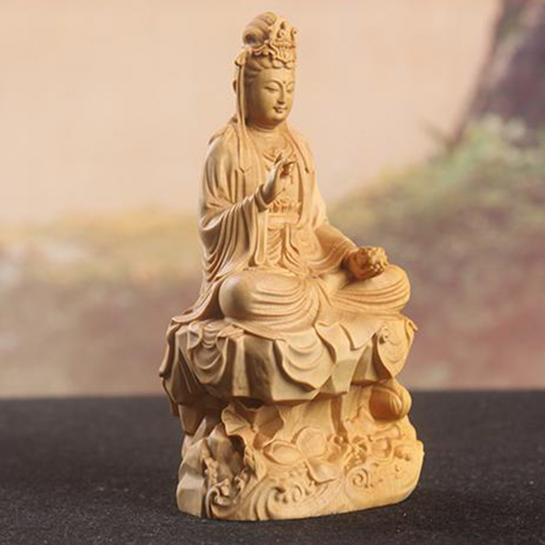 tượng đại thế chí bồ tát để xe ô tô bằng gỗ hoàng dương cao cấp tại hà nội