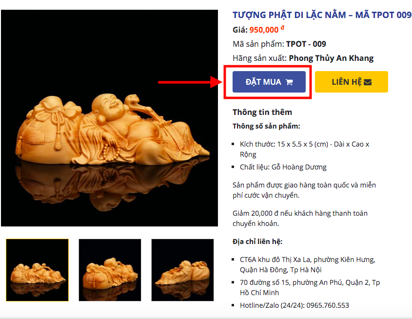Đặt mua tượng phật di lặc để xe ô tô online