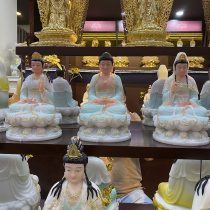 Bộ Tây Phương Tam Thánh màu xanh ngọc bằng bột đá nhập khẩu đài loan