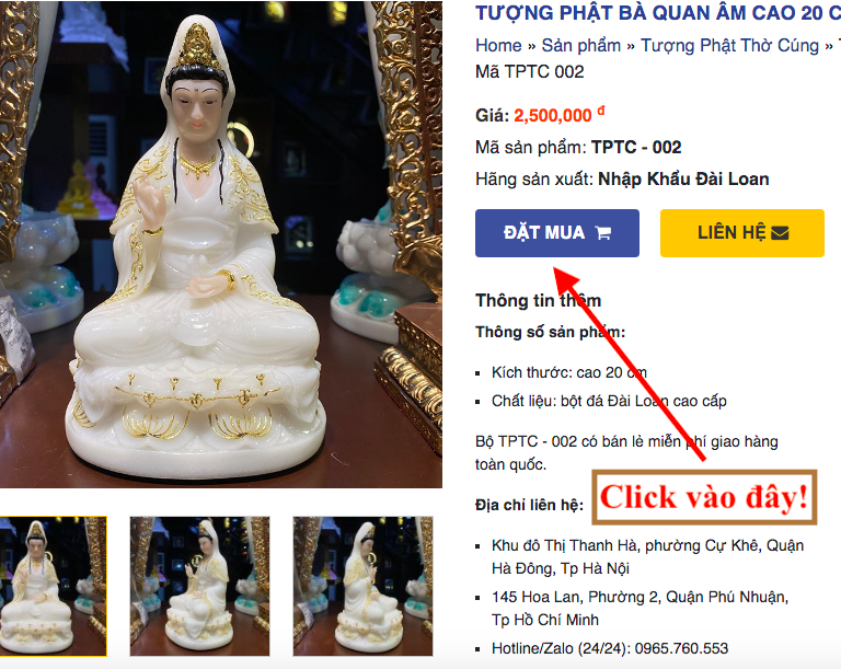 Đặt mua tượng Phật trực tuyến trên website: phongthuyankhang.com