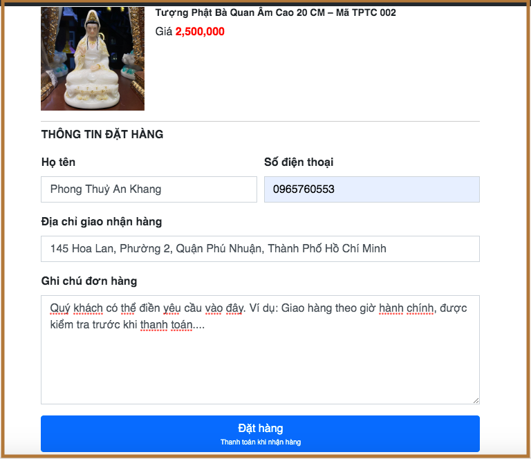 Đặt mua tượng quan âm thờ cúng trực tuyến