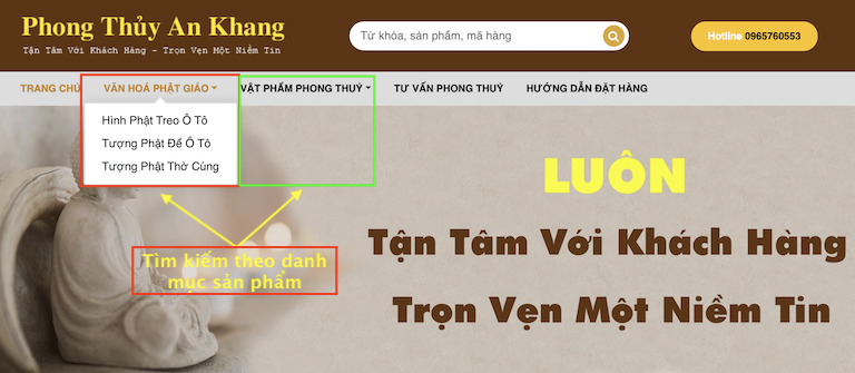 Tìm kiếm theo danh mục sản phẩm
