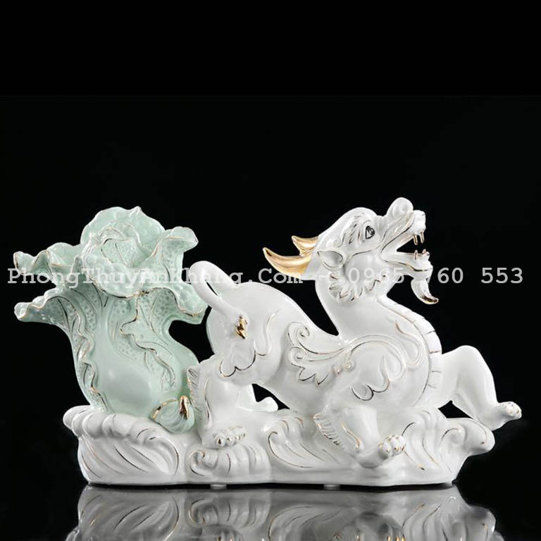 Tỳ hưu phong thuỷ bắp cái bằng gốm sứ cao cấp