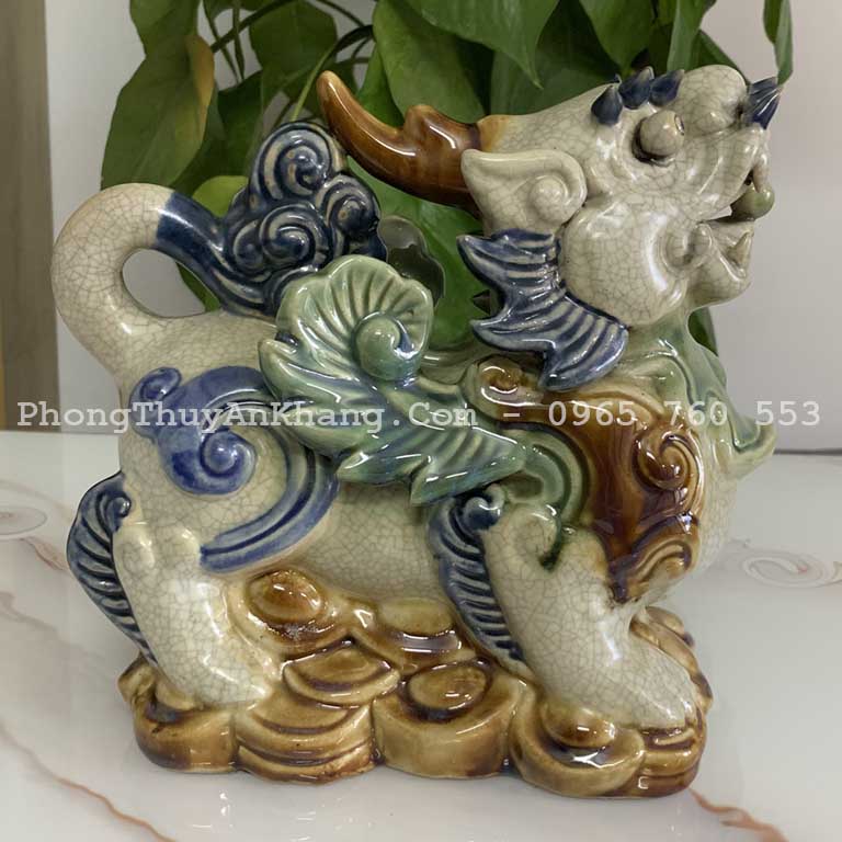 Tỳ hưu gốm sứ bát tràng để bàn thờ thần tài - ông địa