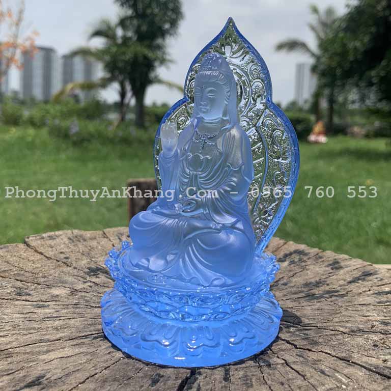 Tượng Quan Âm màu xanh biển để ô tô