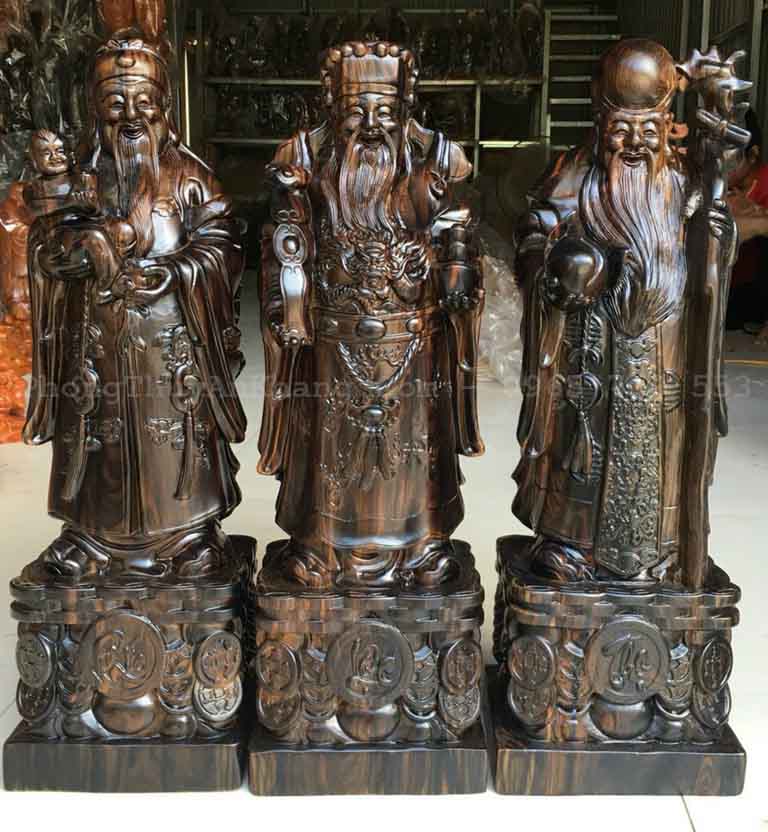 Bộ tượng tam đa phúc lộc thọ bằng gỗ mun