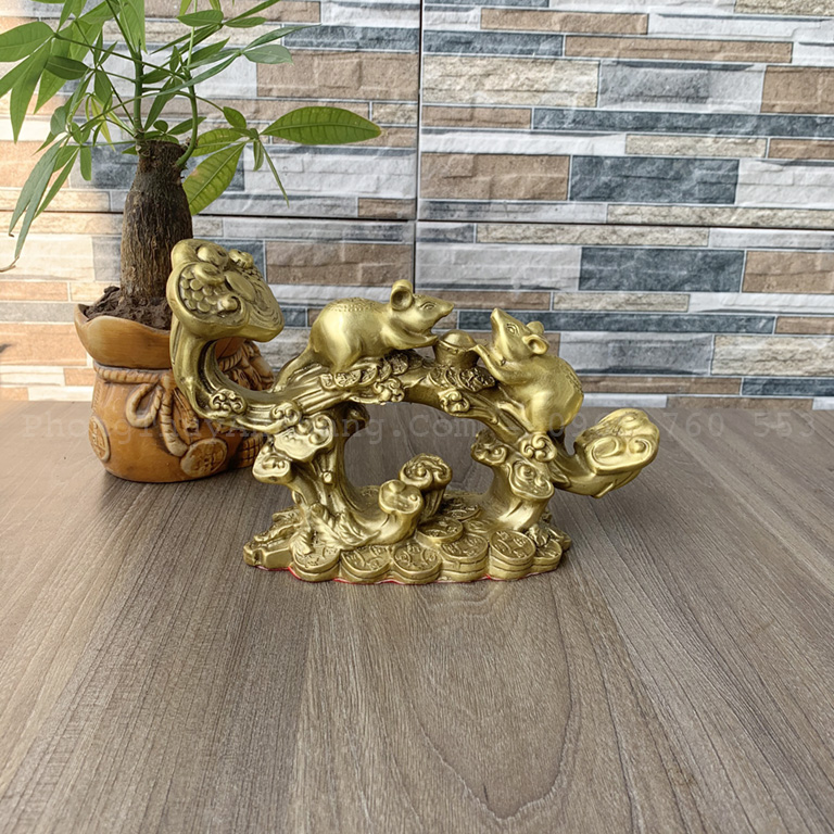 Tượng chuột bằng đồng để bàn làm việc hợp tuổi tý