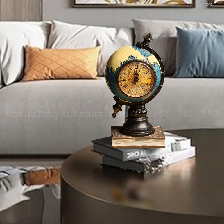 Đồng hồ quả địa cầu để làm việc hoặc deco phòng khách
