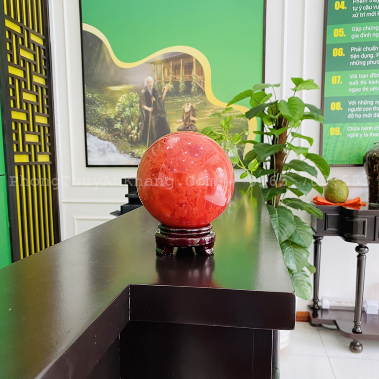 Quả cầu Obsidian (Pha Lê) đỏ để quầy lễ tân