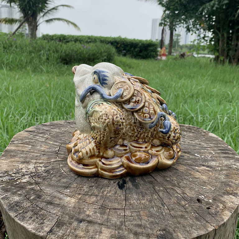 Cóc ngậm tiền gốm sứ màu vàng cao cấp