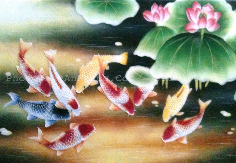 Tranh đá quý cưu ngư quần hội tặng sếp