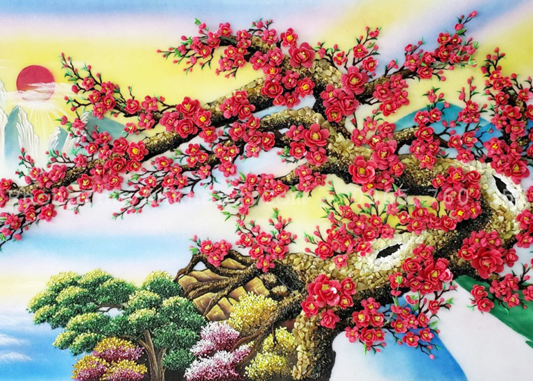 Tranh đá quý hoa đào tại Hà Nội giá rẻ