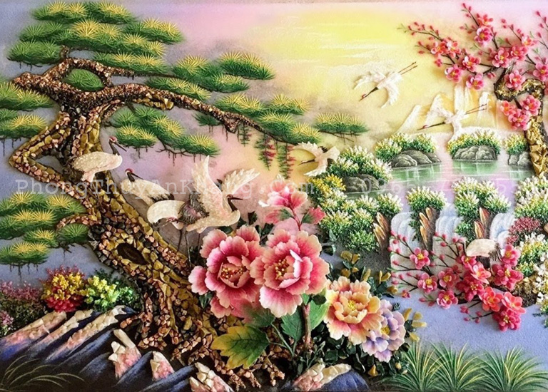 Tranh đá quý tùng hạc diên niên tại hà nội