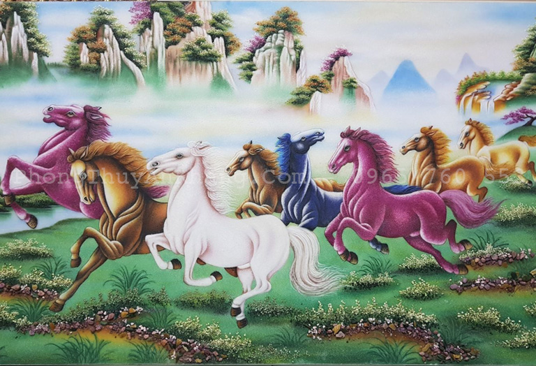 Tranh mã đáo thành công bằng đá quý mừng khai trương