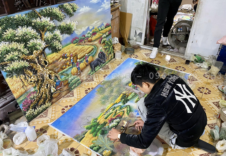 Xưởng sản xuất tranh đá quý 3D