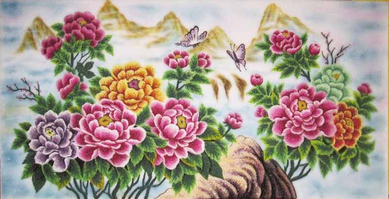 Tranh đá quý hoa mẫu đơn