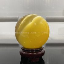 Quả cầu măt mèo vàng 10 cm để phòng khách
