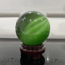 Quả Cầu Mắt Mèo Xanh Lá Nặng 1.2 Kg, Đường Kính 10 CM. Để Phòng Khách
