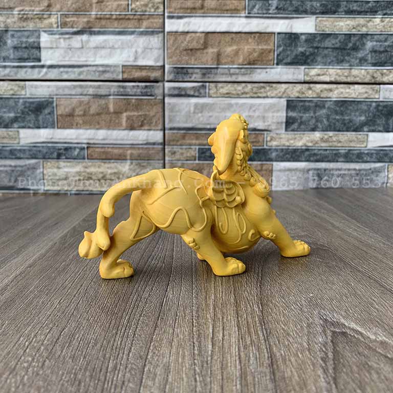 Tỳ Hưu Gỗ Hoàng Dương cao 10cm x dài 15cm