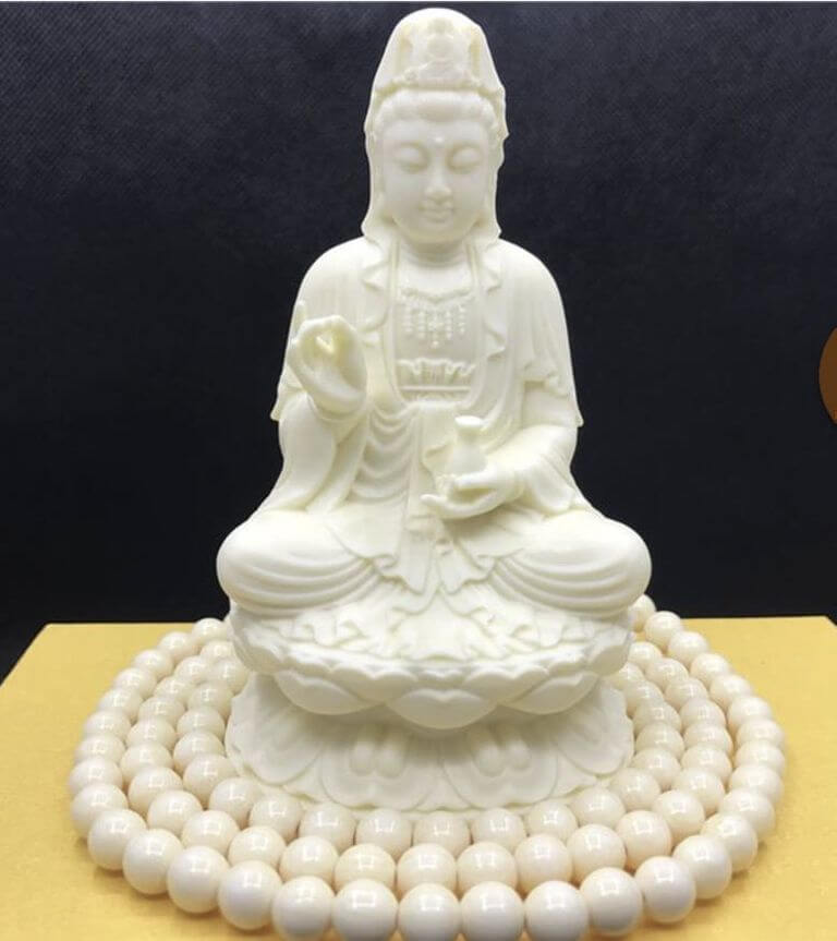 Tượng Phật Quan Âm đá bột ép trắng